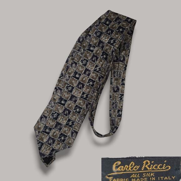 Carlo Ricci Men’s Silk Tie Made in Italy - Picture 4 of 4